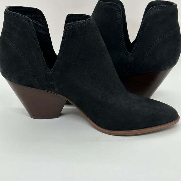 FRYE Reina Black Suede Cut Out Western Ankle Booties - Picture 3 of 10